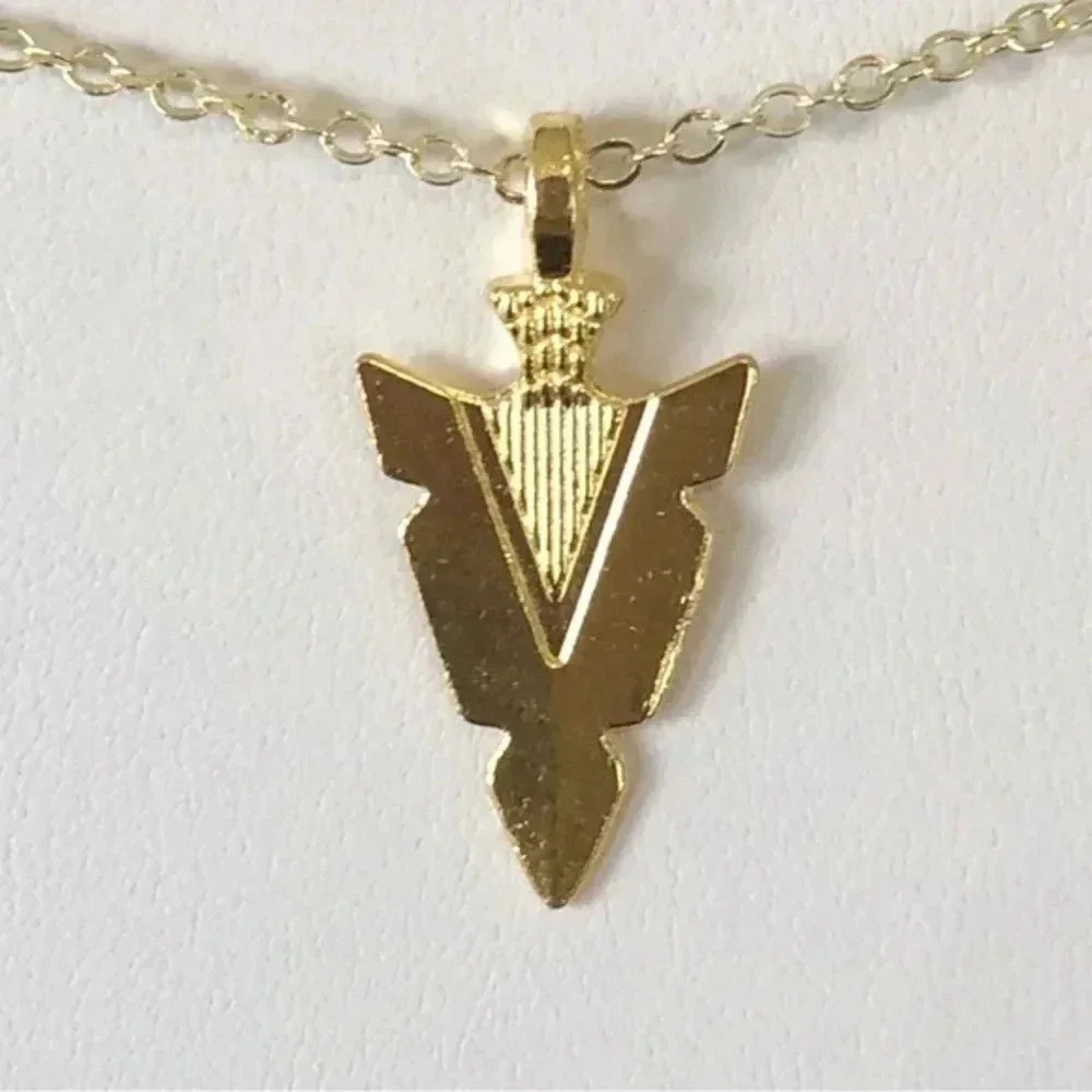 10k Gold Plated Arrowhead 18” Chain Necklace Handmade Handcrafted New